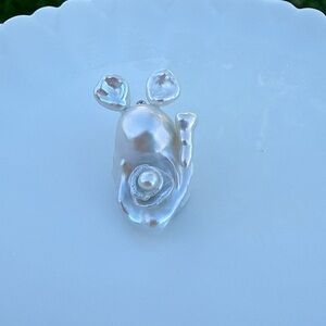 26P261 S925 Stamped Flame Ball Freshwater Baroque Pearl Detachable Pendant